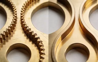 现代化工厂车间内工程师正在使用激光切割设备加工黄铜板材