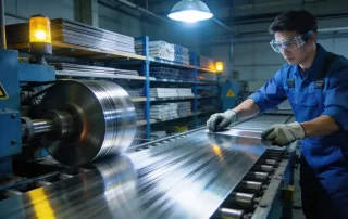 蓝工装拉丝作业